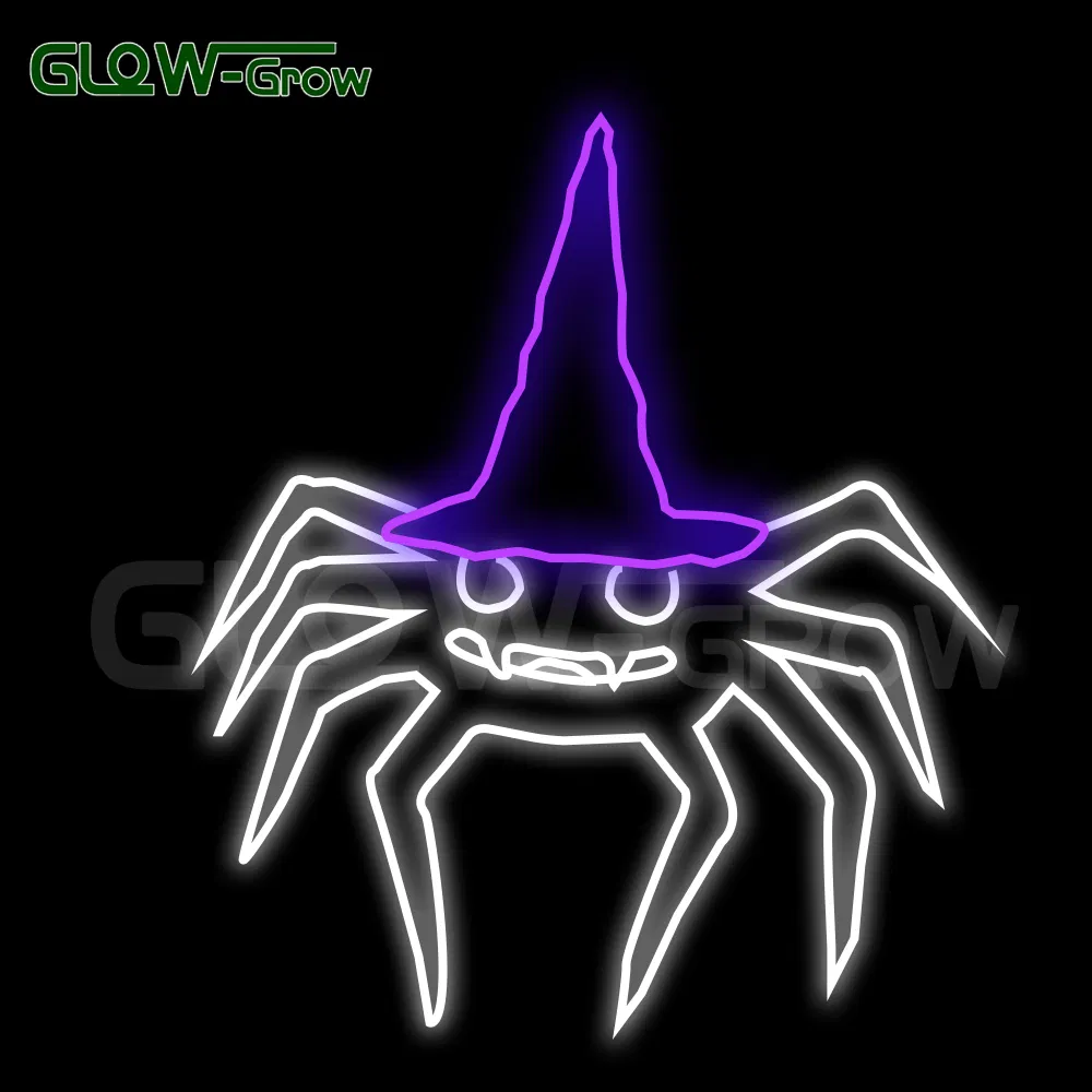 Outdoor Waterproof 2D Large Halloween Spider Hat LED Rope Motif Light for Home Tree Holiday Decoration
