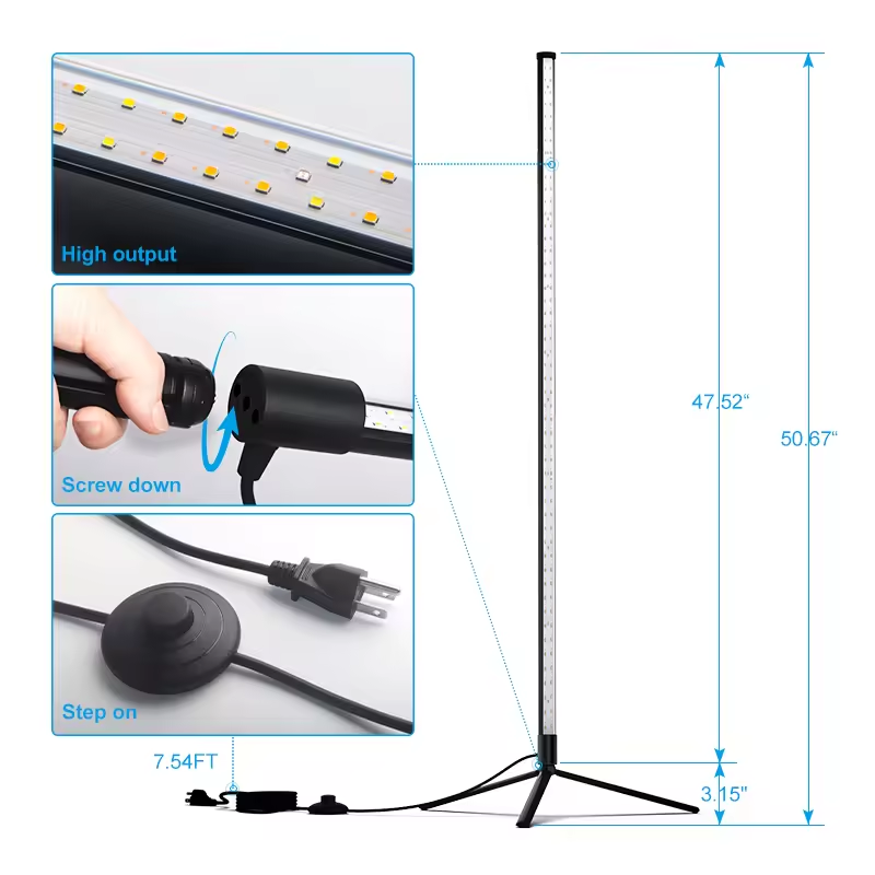 2024 New Standing Growth LED Light Full Spectrum Dimmable Brightness Tube Floor LED Lamp Indoor Plant Growth All