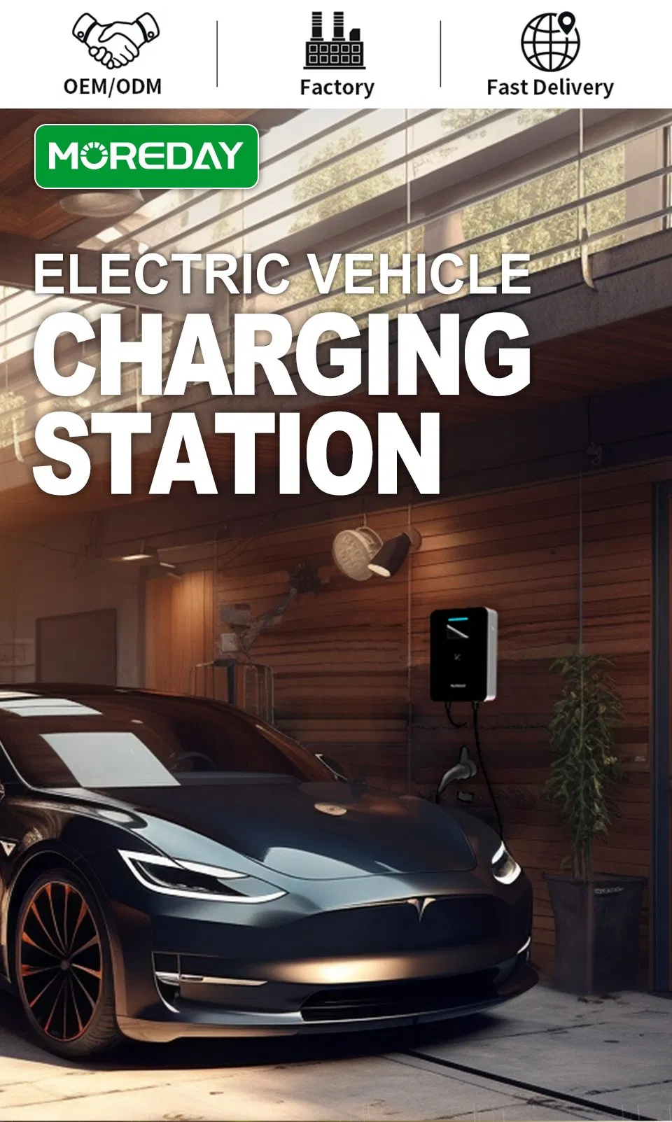 New Energy Vehicle Parts &amp; Accessories Wallbox 7kw 11kw 22kw EV Charger Wireless Charging Station for Electric Vehicles