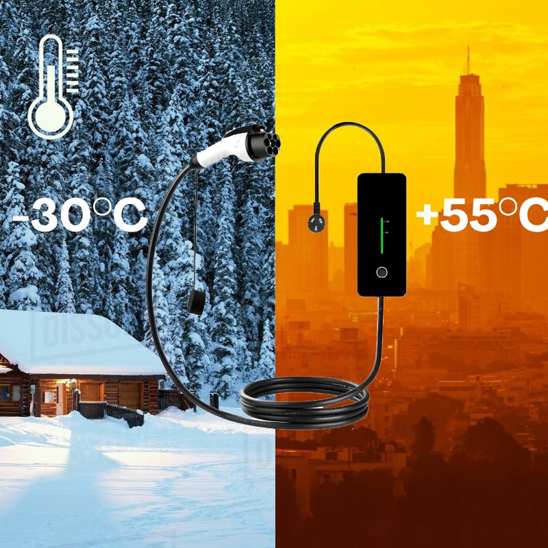 Compact 3.5kw 16A Portable EV AC Charging Solution Level 2 with 5m Durable Cable