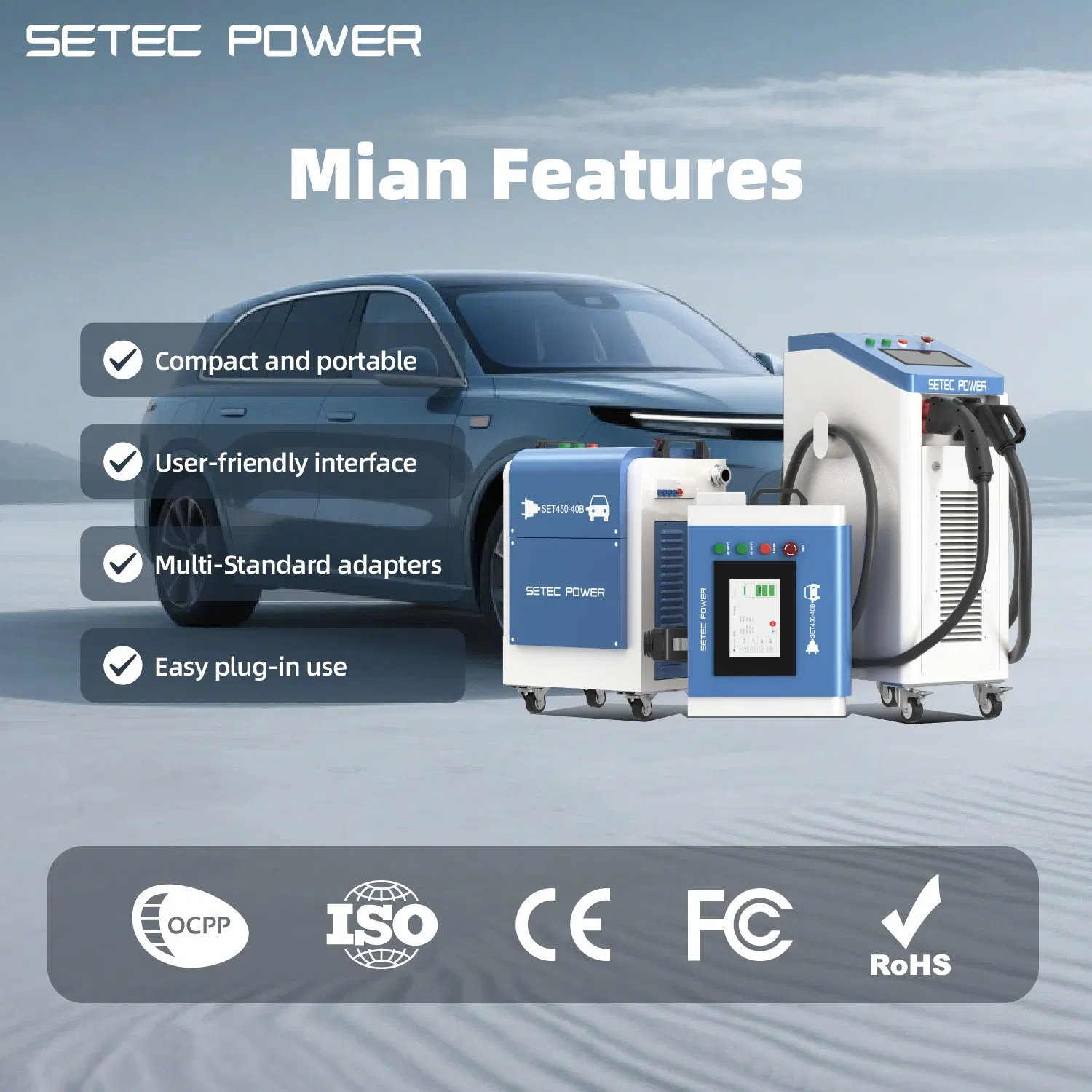 OEM 10-60kW Level 3 Portable Fast Electric Car Charging Station DC EV Charger Station