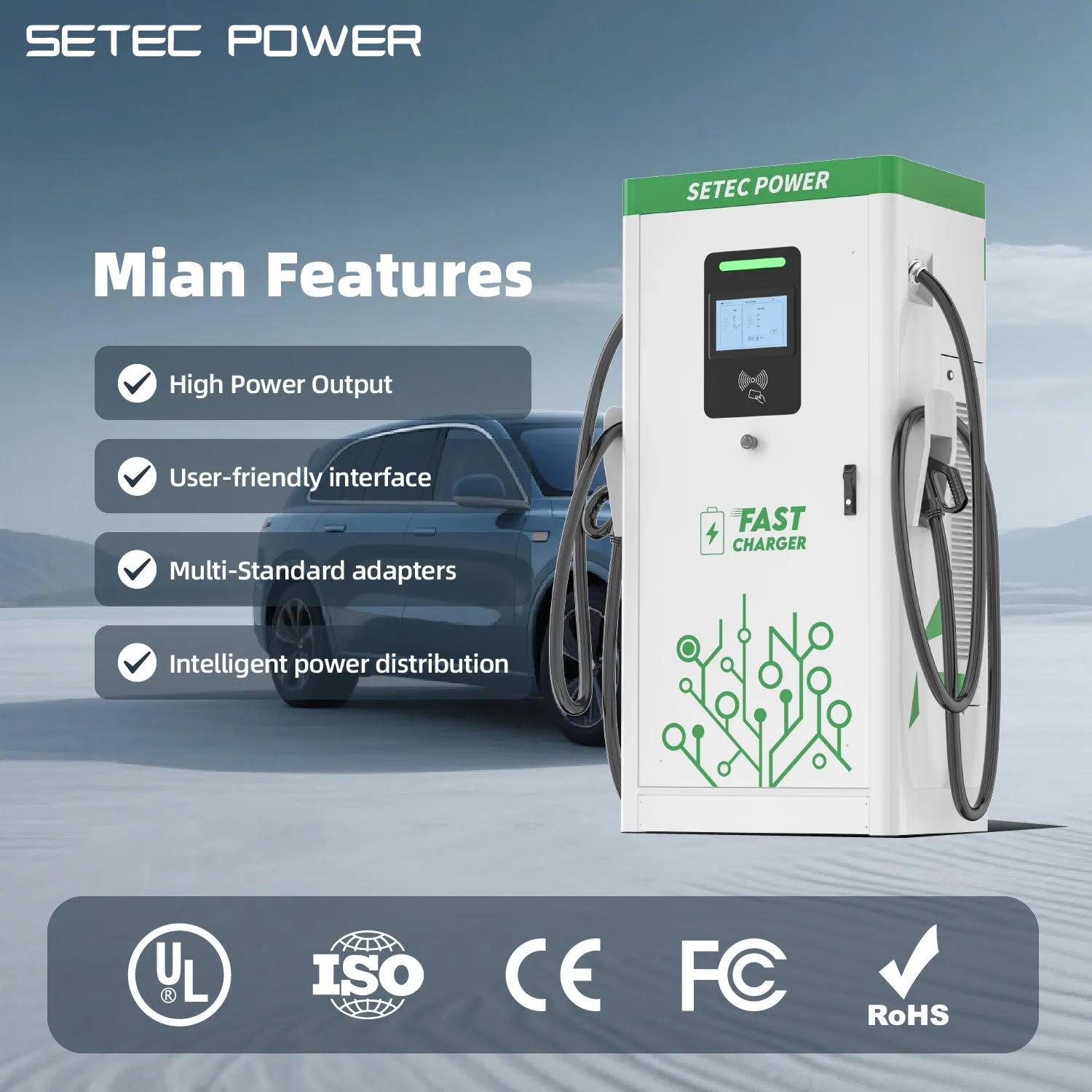SETEC POWER 60kW/90kW/120kW Level 3 Fast Dc Ev Charger Electric Vehicle Charging Station