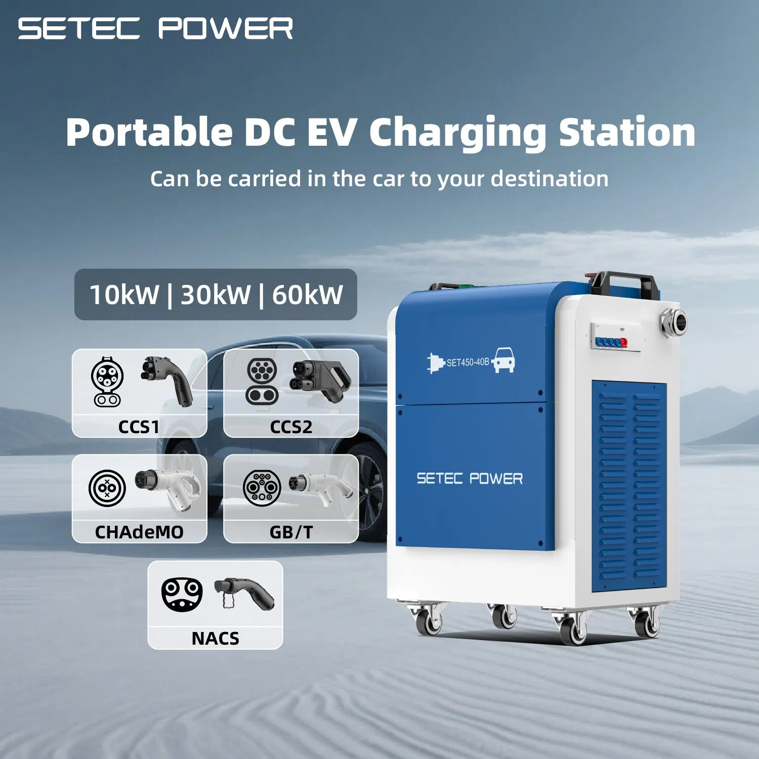 30kW Level 3 Portable Fast Dc Ev Charger Electric Vehicle Charging Station
