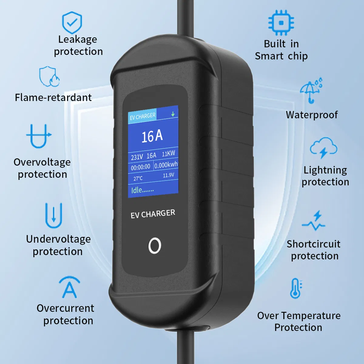 3.5kw Elecrtic Vehicle Type 2 EV Charging Cable Factory Outlet Portable EV Charger for Home Use