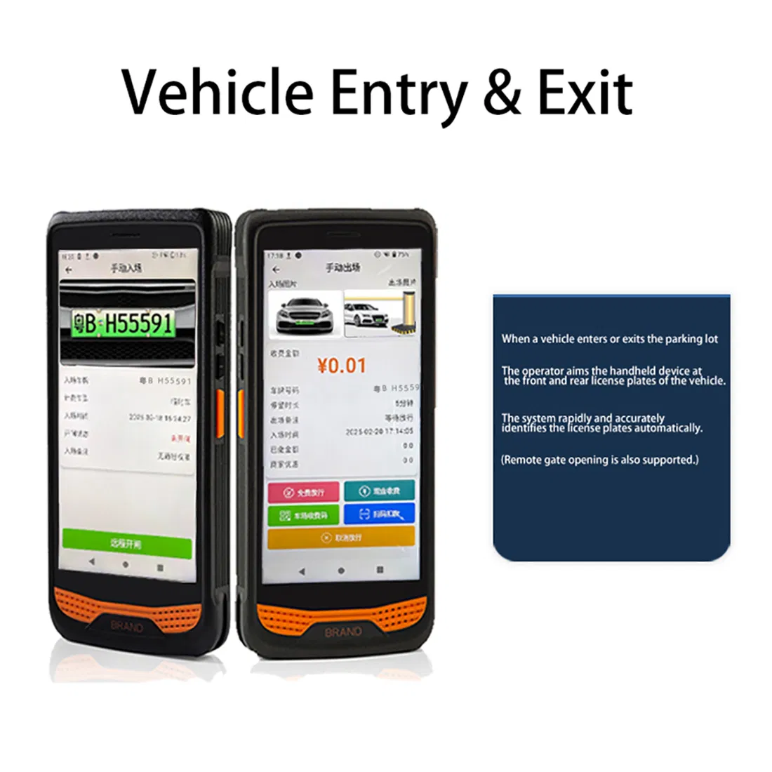 User-Friendly 5.5-Inch 4+64GB Memory 4600mAh Removable Battery License Plate Scanning Android Portable Hand License Plate Recognition Parking Management