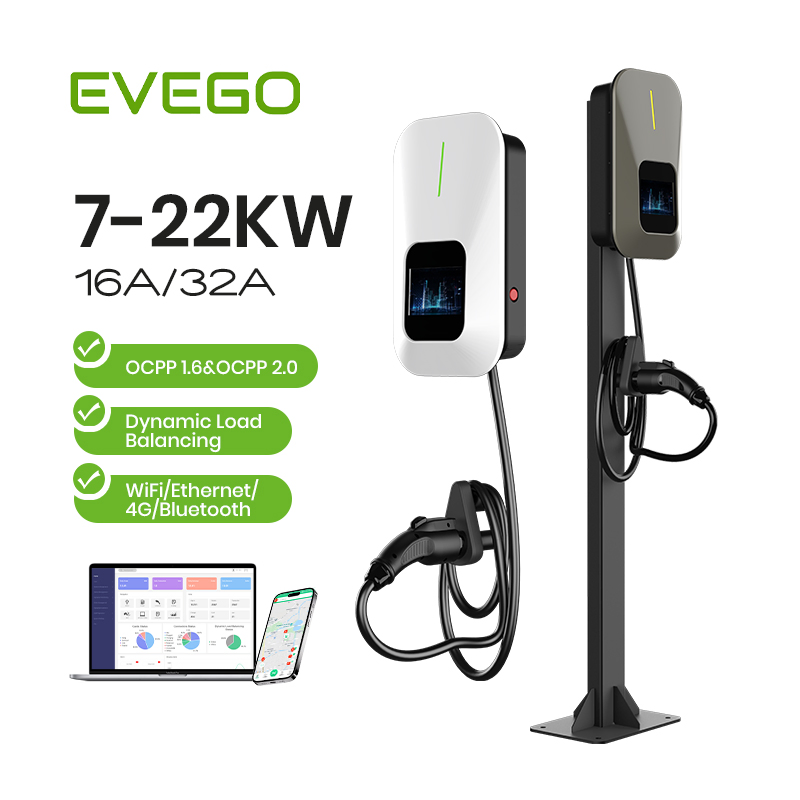 7kw Column Type Charging Pile Single Gun AC Charger Station for Home Type 1\Type 2\GB/T Ocpp1.6j Wallbox
