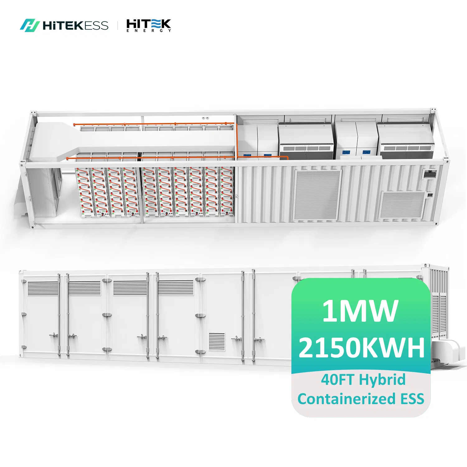 Hitek Energy 15years Lifespan 40FT Ess Battery Container 3mwh 2mwh 1mwh for EV Charging with 500kw 1MW Solar Distributed Energy Storage Container System