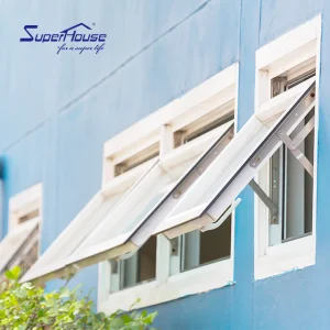 Hotel NOA Approved Hurricane Impact Aluminum Awning Window Double Glass Argon Gas Filled Heat Insulation Windproof Rainproof