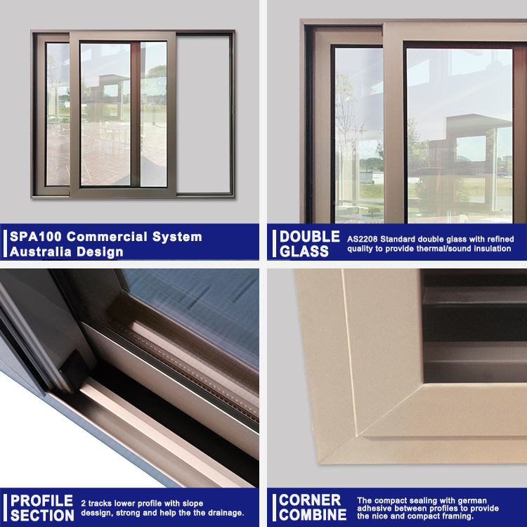 Australia AS2047 Aluminum Sliding Window Custom Powder Coat Color High Reflective Privacy Glass for Residential Project