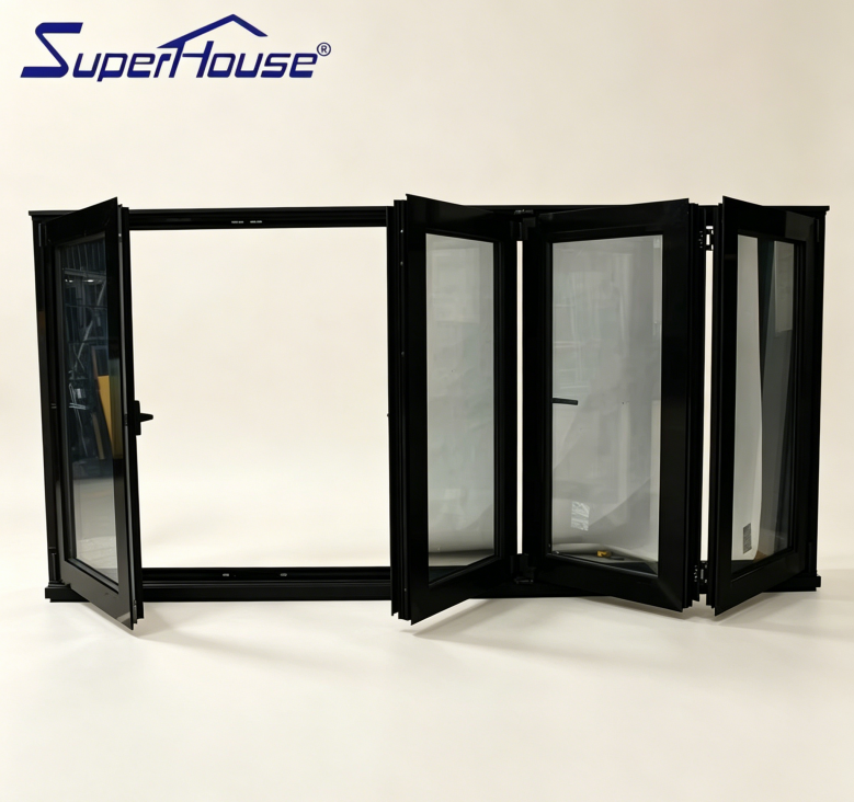Modern Aluminum Bi-Fold Window 4SG Argon Filled Double Glazing Thermal Insulation Soundproof for Commercial Restaurant Store