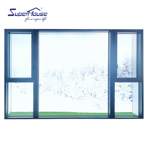 High Performance Hurricane Impact Resistant for Luxury Villas Commercial Office Buildings Aluminum Tilt Turn Window