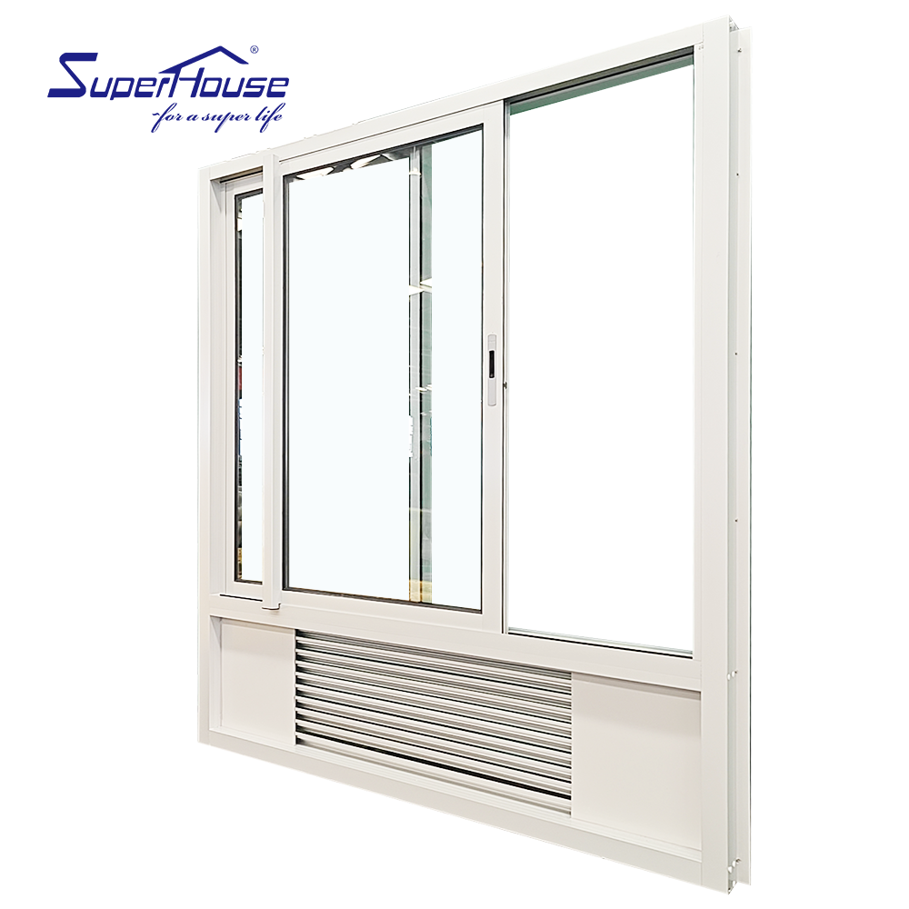 Five Star Commercial Hotel Aluminum Sliding Window With Stopper PTAC Integrated Fixed Louver Custom Electrophoretic Finish