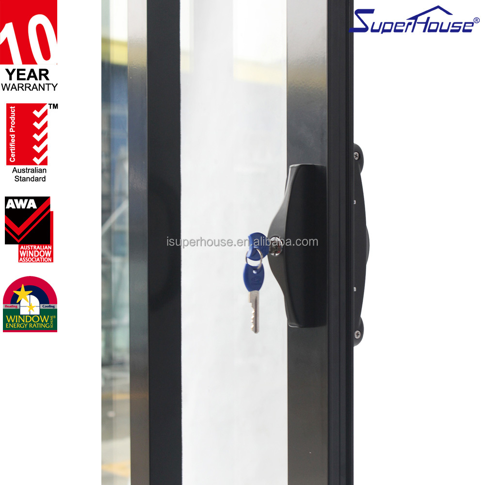 AAMA Thermal Break Aluminum Stacker Door Multi Point Lock Double Insulated Glass Heat Insulation Windproof Balcony & Patio Entry