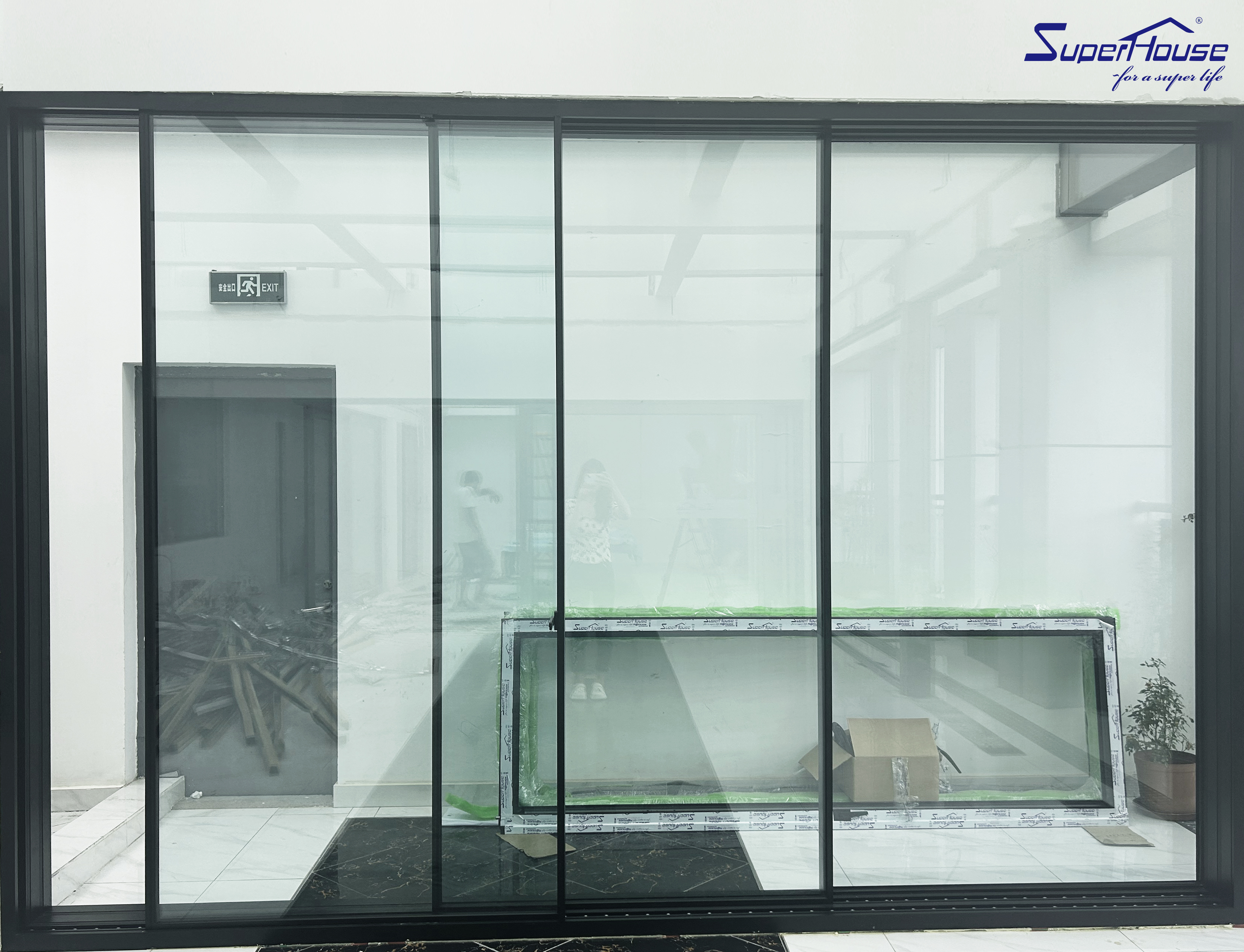 Miami-Dade NOA Approved Aluminum Door Ultra Narrow Frame Hurricane Impact Resistant Door for High-End Luxury Construction