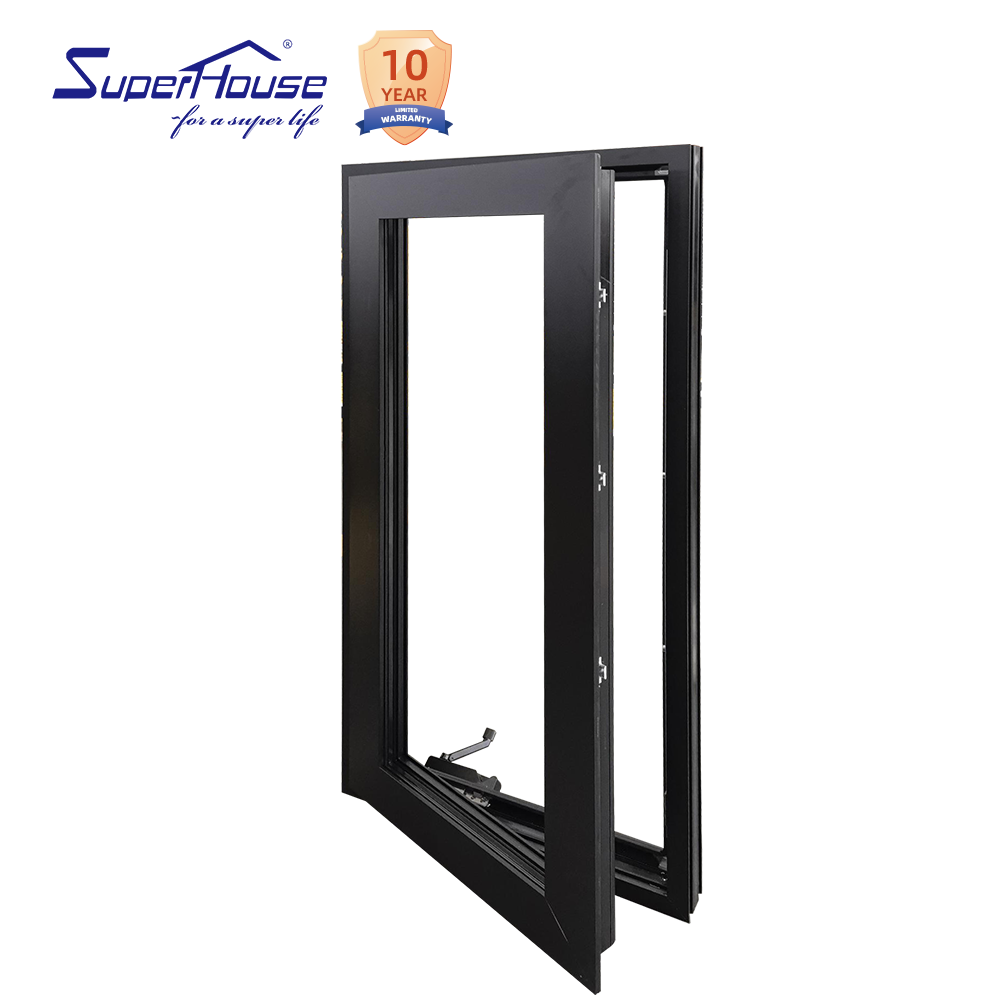 Modern Style Insulated Aluminum Windows with Tempered Glass AS2047 Certificated for Villas Houses Black Casement Window