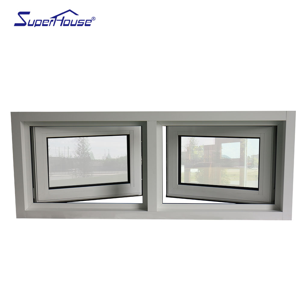 Superhouse Aluminum Alloy Double Glazing Tempered Glass Modern Design Hotel Use Soundproof White Casement Window