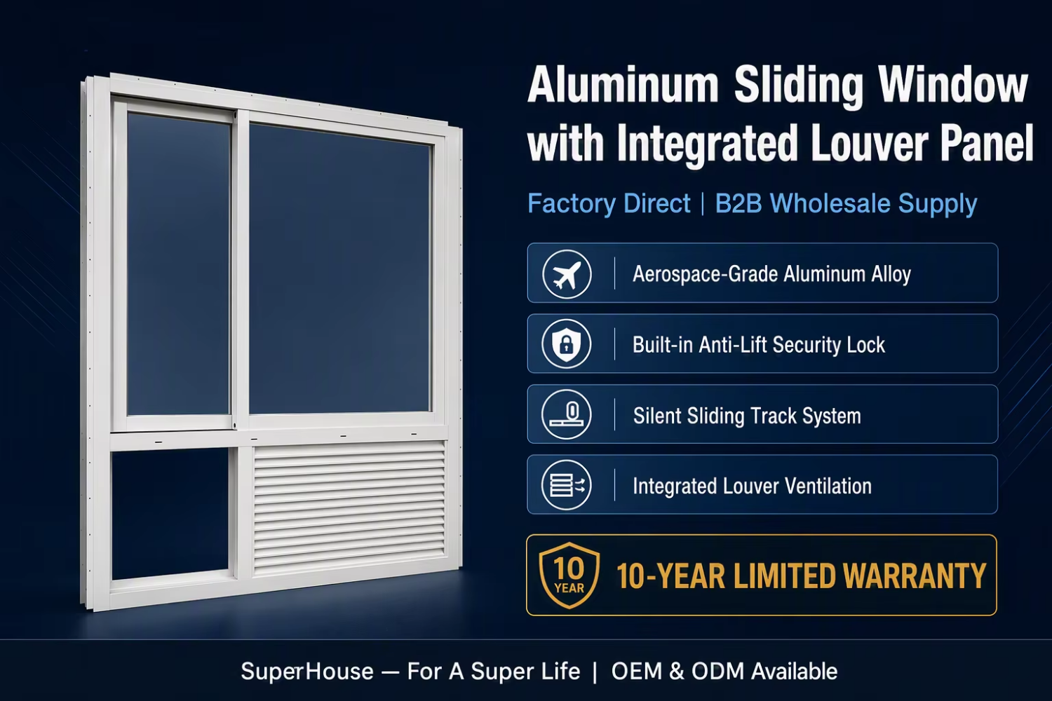 Hotel PTAC Sliding Windows Aluminum Plantation Shutter NFRC Energy Star Custom Style Windows