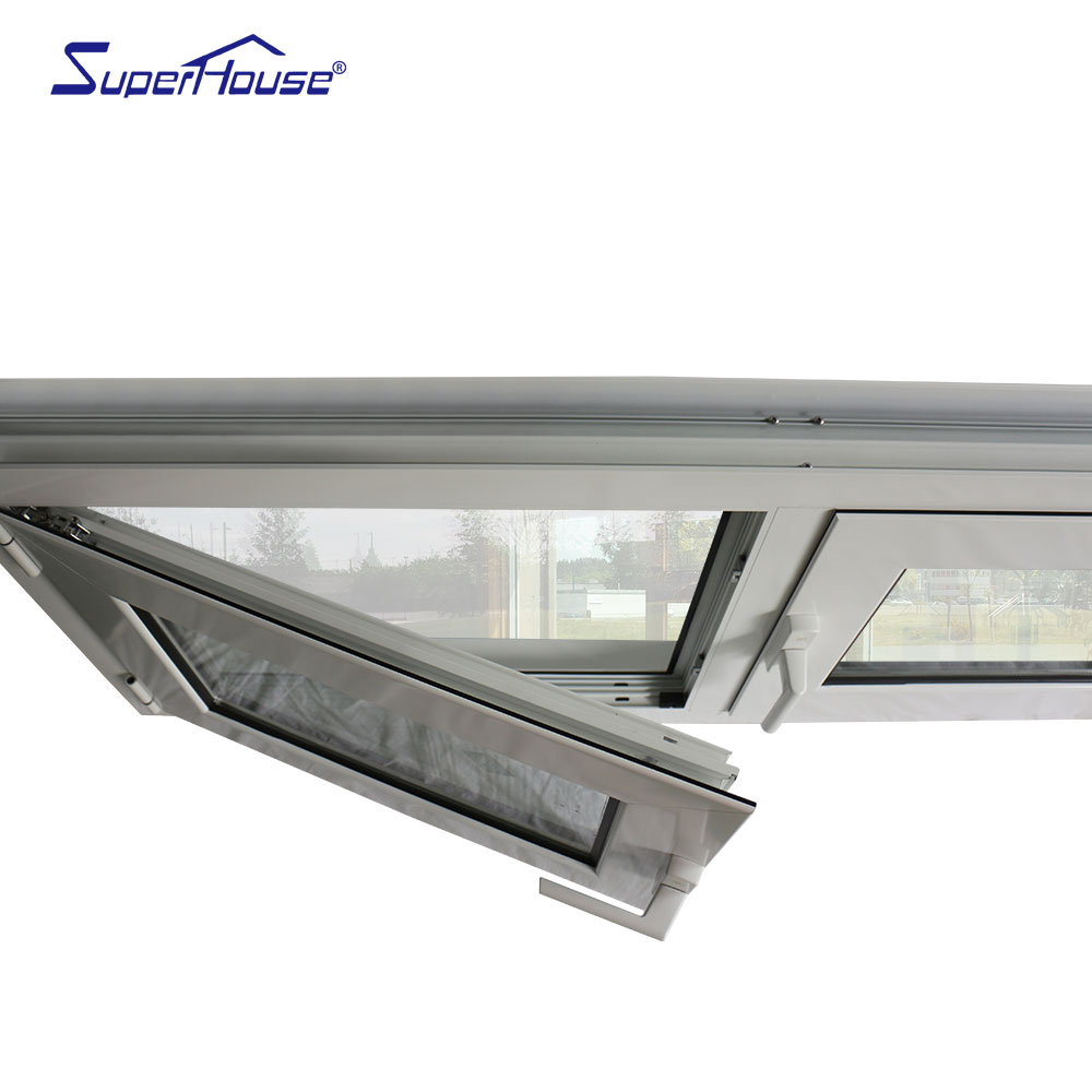 Superhouse Aluminum Alloy Double Glazing Tempered Glass Modern Design Hotel Use Soundproof White Casement Window