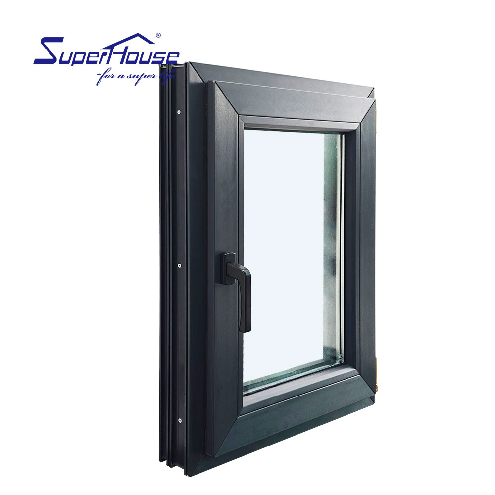 NFRC Certified Vinyl windows American Style Black Upvc Double Glass Casement Window for House