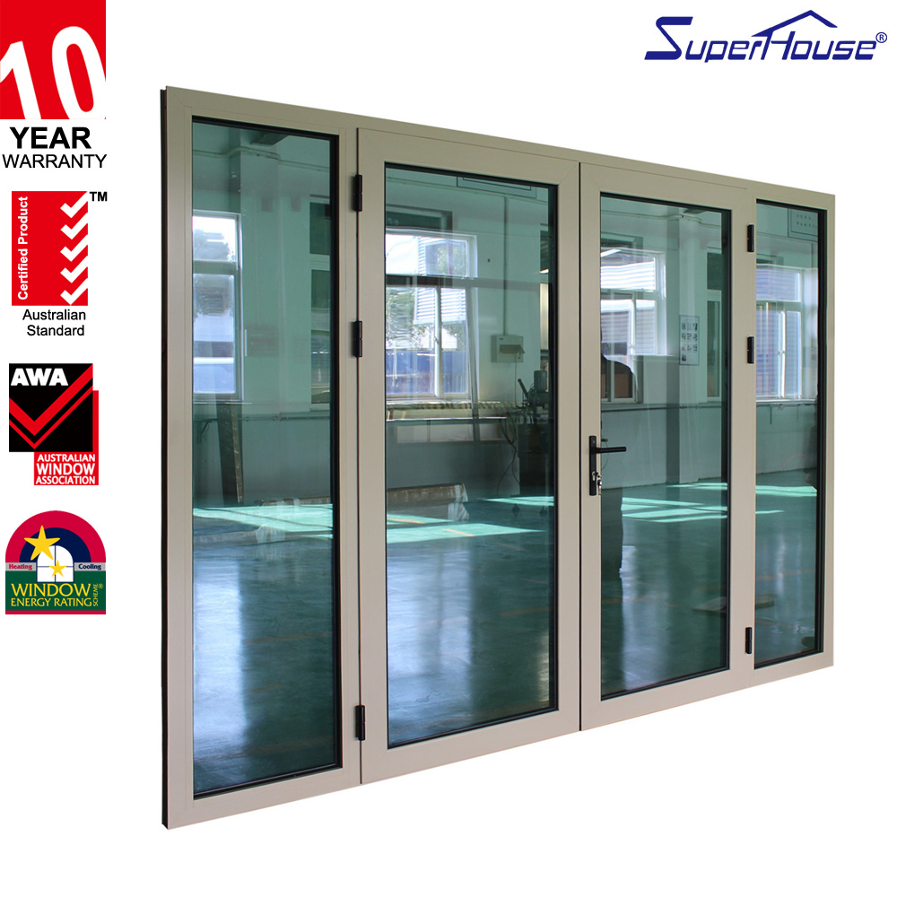 Modern Commercial Double Casement Door, NFRC Certified, Multi-point Lock, Anti-theft German Hardware, Store Front Entrance Door