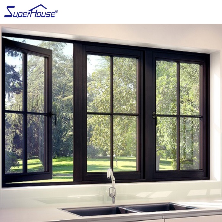 Thermal Break Aluminum Casement Fixed Window NFRC Certified Double Glazed Low-E Glass Thermal Insulation for Kitchen Living Room