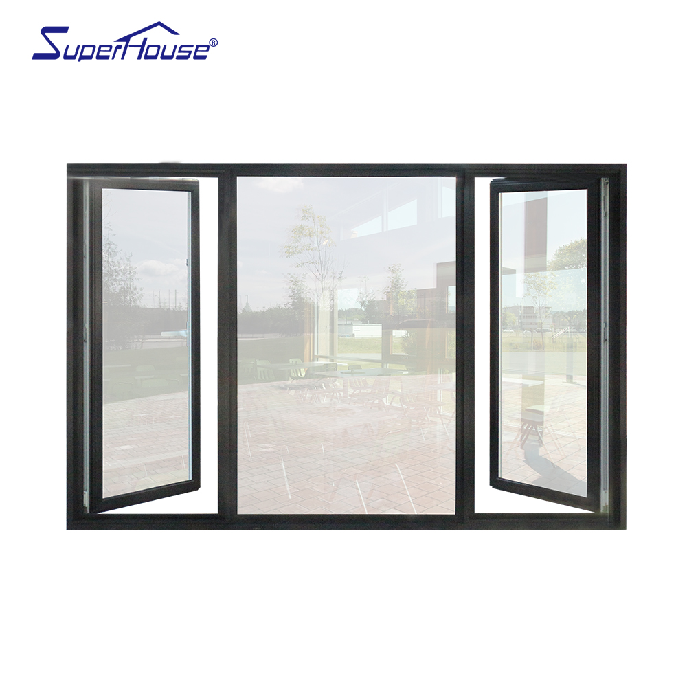 Customized High Quality Aluminum windows Double Tempered Glass Soundproof Hurricane Impact Aluminium Casement Window