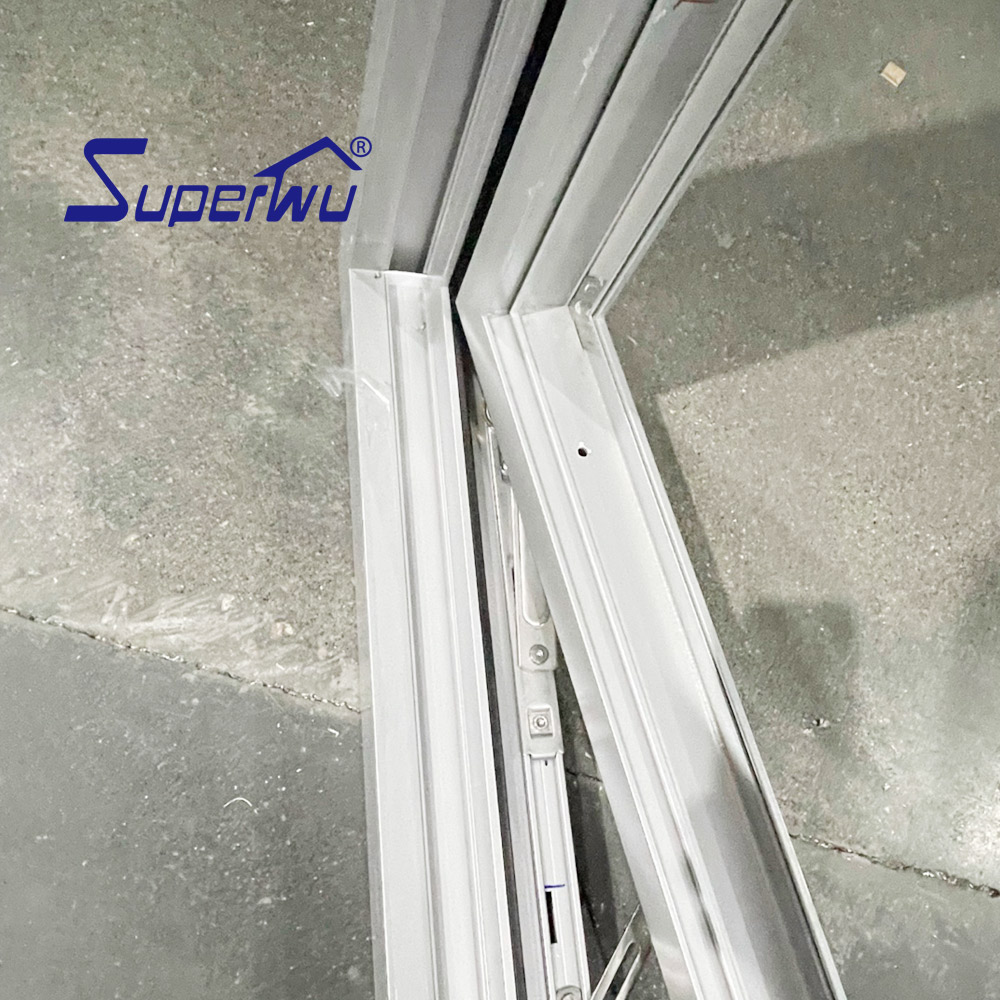 Modern Design for Hotel & Villa Hurricane Impact Resistant Tempered Glass White Aluminum Casement Window