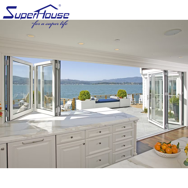 Slim Frame Large View Wooden Jamb Bullet Proof Laminated Glass Single Black Aluminum Double Pane Bi-Folding Windows