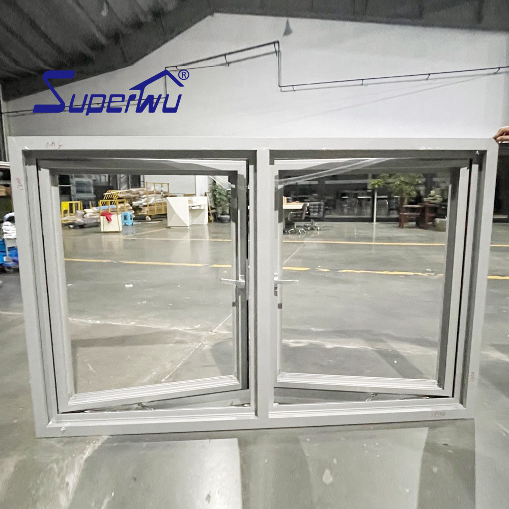 Modern Design for Hotel & Villa Hurricane Impact Resistant Tempered Glass White Aluminum Casement Window