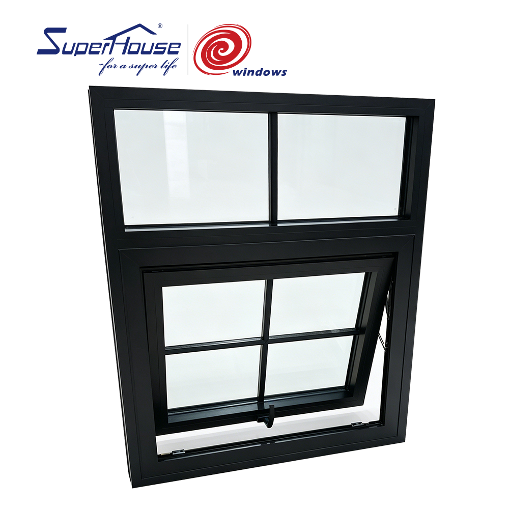 Superhouse Cafe Shop UV Resistant French windows Aluminum Morden BLack Casement windows with Screens New Design Factory Direct