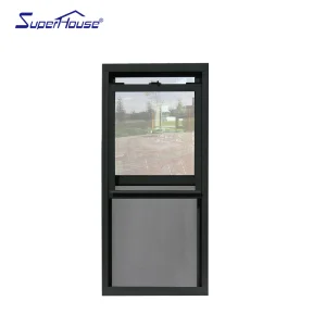 Superhouse Customizable Hotel Single Hung Sash Window in Black Vertical up Down Sliding Windows  Aluminum Single-Hung Window