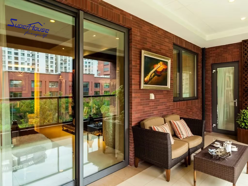 Modern Trackless Sliding Glass Door Thermal Break Aluminum Profiles Double Glazing Tempered Glass Smooth Operation Low Hotel