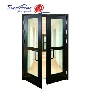 Superhouse Impact Resistant Glass Hinge Door Smart Lock Security Patio Modern Aluminium Front Entry Doors Custom Color