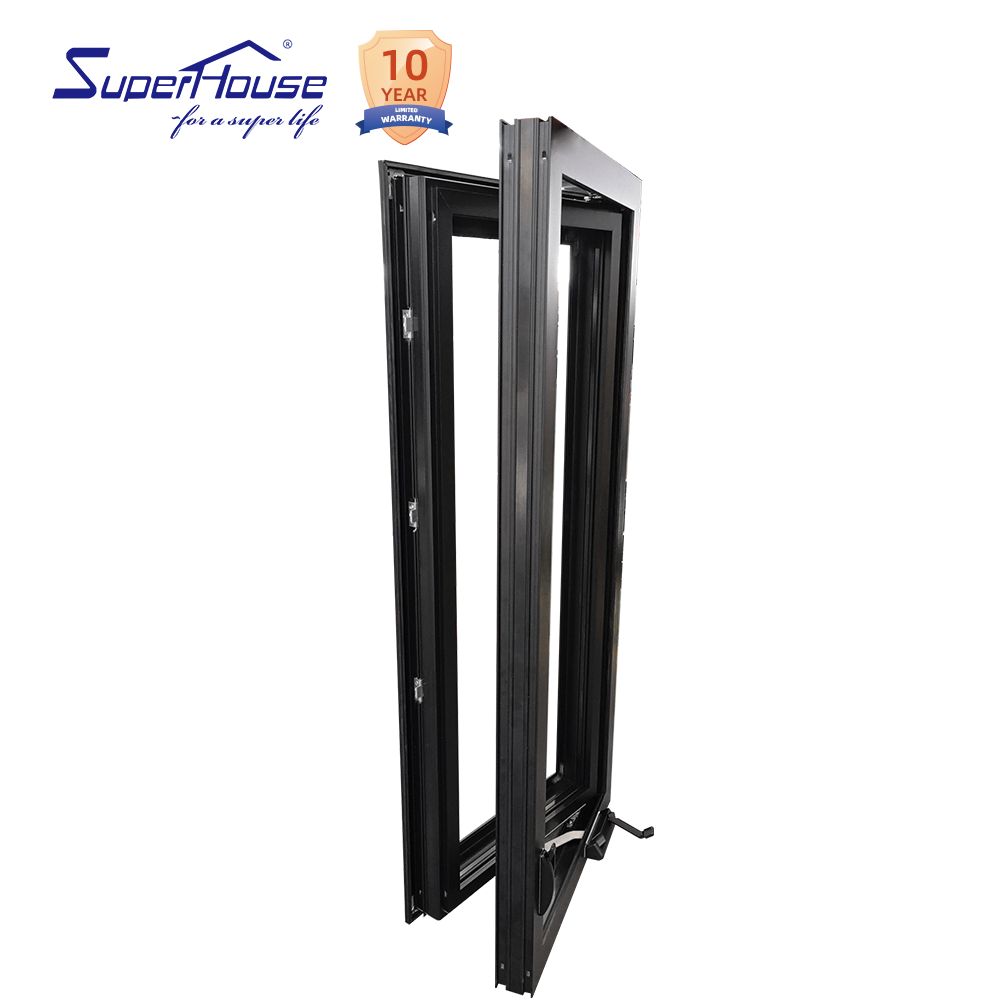 Modern Style Insulated Aluminum Windows with Tempered Glass AS2047 Certificated for Villas Houses Black Casement Window