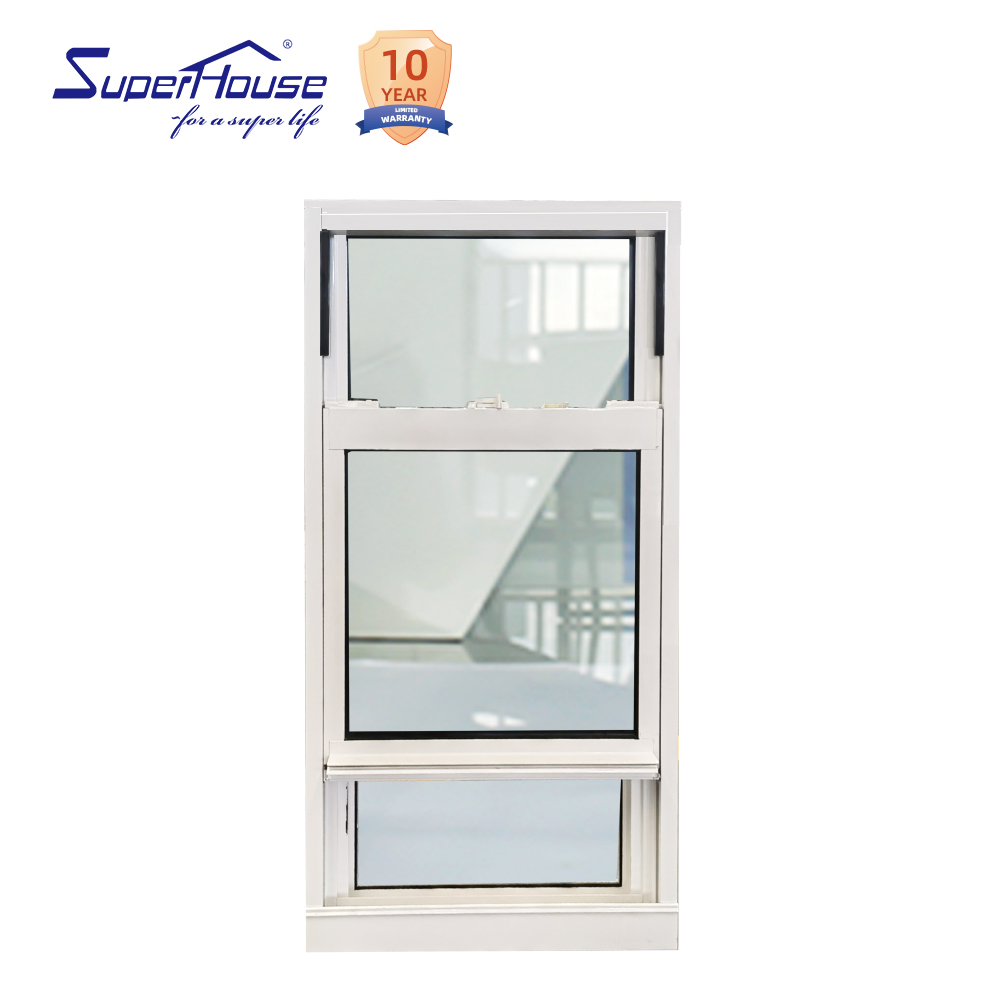 Superhouse American Hurricane Impact Resistant Aluminium Double Tempered Glass Sash Window Single Hung Window