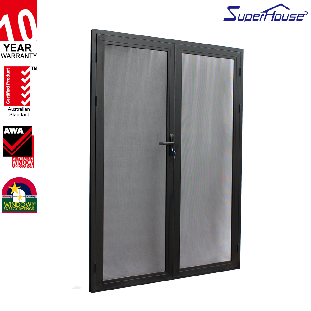Modern NOA Certified Hurricane Proof Double Glass Aluminum Interior French Doors for Prefabricated Buildings