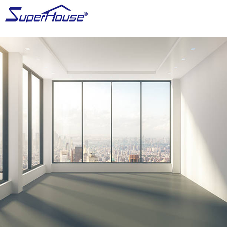 Commercial warehouse office window wall floor to ceiling large panel fixed storefront shopfront with tempered tinted glass