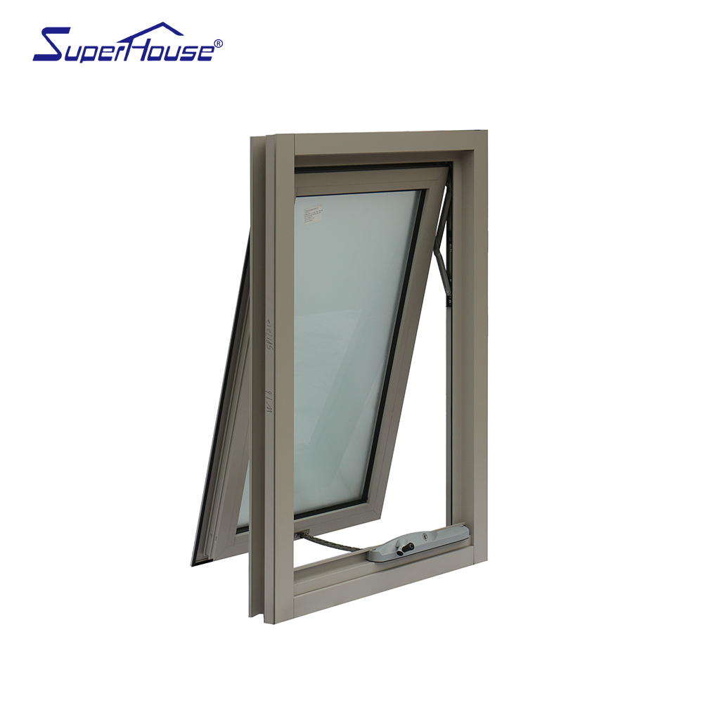 Superhouse Residential Projects Rainproof Double Glazed Tempered Glass Soundproof Aluminum Frame Awning Window