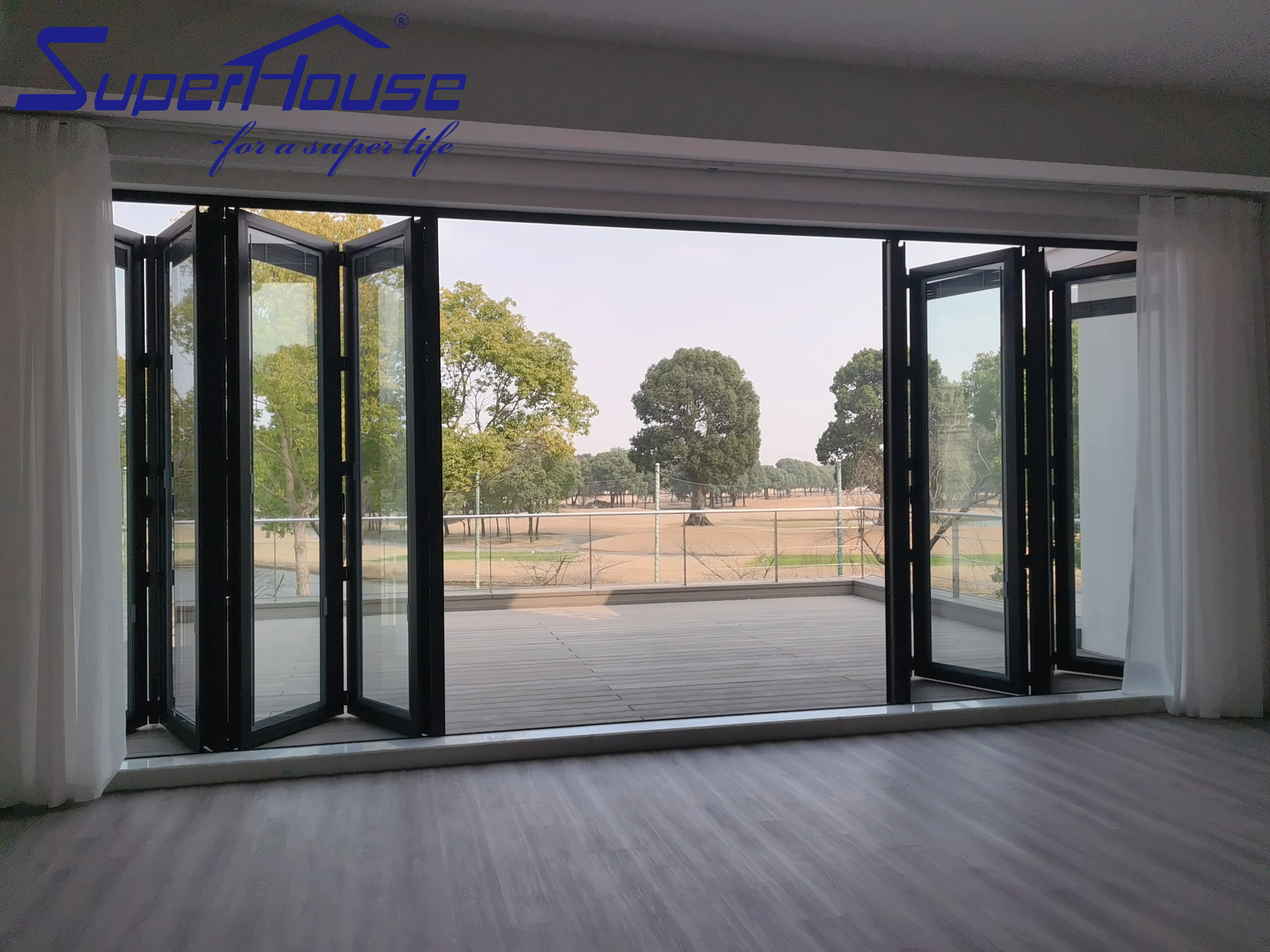 Florida Approval Bi Fold Doors  Aluminium Frame Hurricane NOA Glass Modern Design Foldable Sliding Door for Coastal House Miami