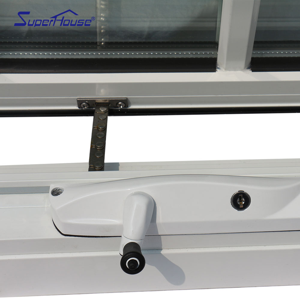Superhouse Affordable Outdoor Waterproof Retractable Flyscreen Tempered Glass White Aluminum Awning Window