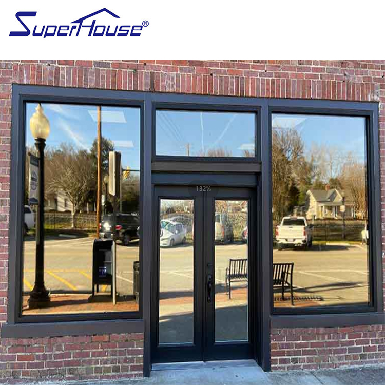 Customized Senior Aluminum Impact Rate Insulated Low Iron Super clear Tempered clear Glass Continuous Hinges Front Door