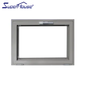 Superhouse Aluminum Frame Modern Design Double Tempered Glass with Stainless Steel Diamond Mesh Screen Awning Window