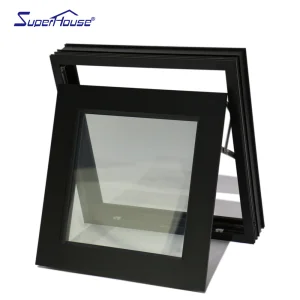 Florida Certified Hurricane Proof Awning Window Black Frame Laminated Insulated Glass Bullet Proof  for Kitchen Bathroom
