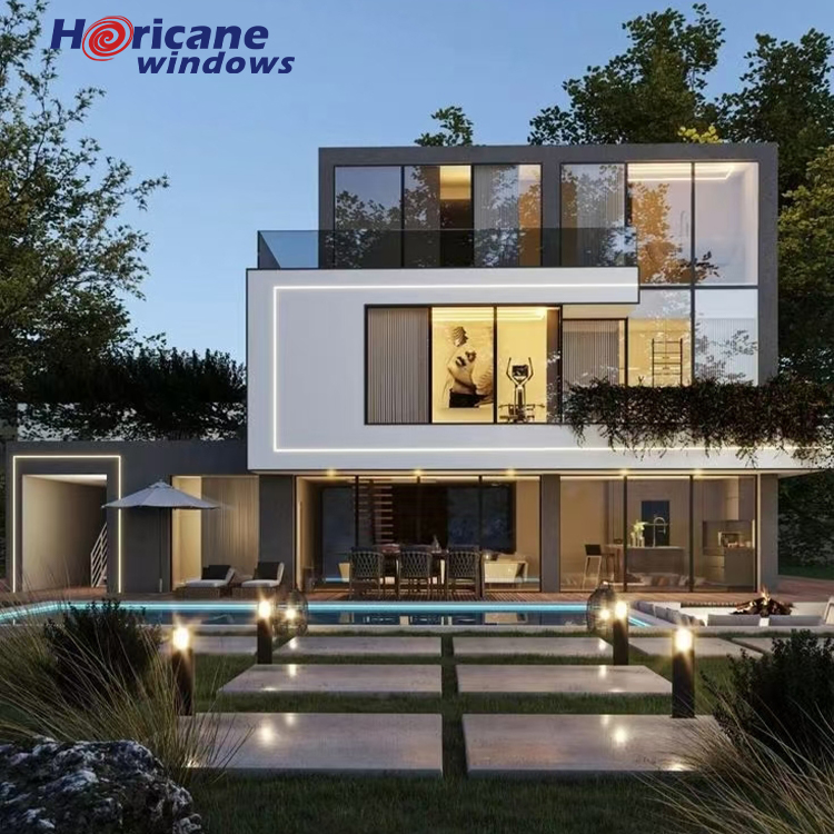 NFRC AS2047 Miami Dade Approved Matt Black Powder Coating Aluminium Fixed Window Custom Modern for Villa Aluminum Windows Doors