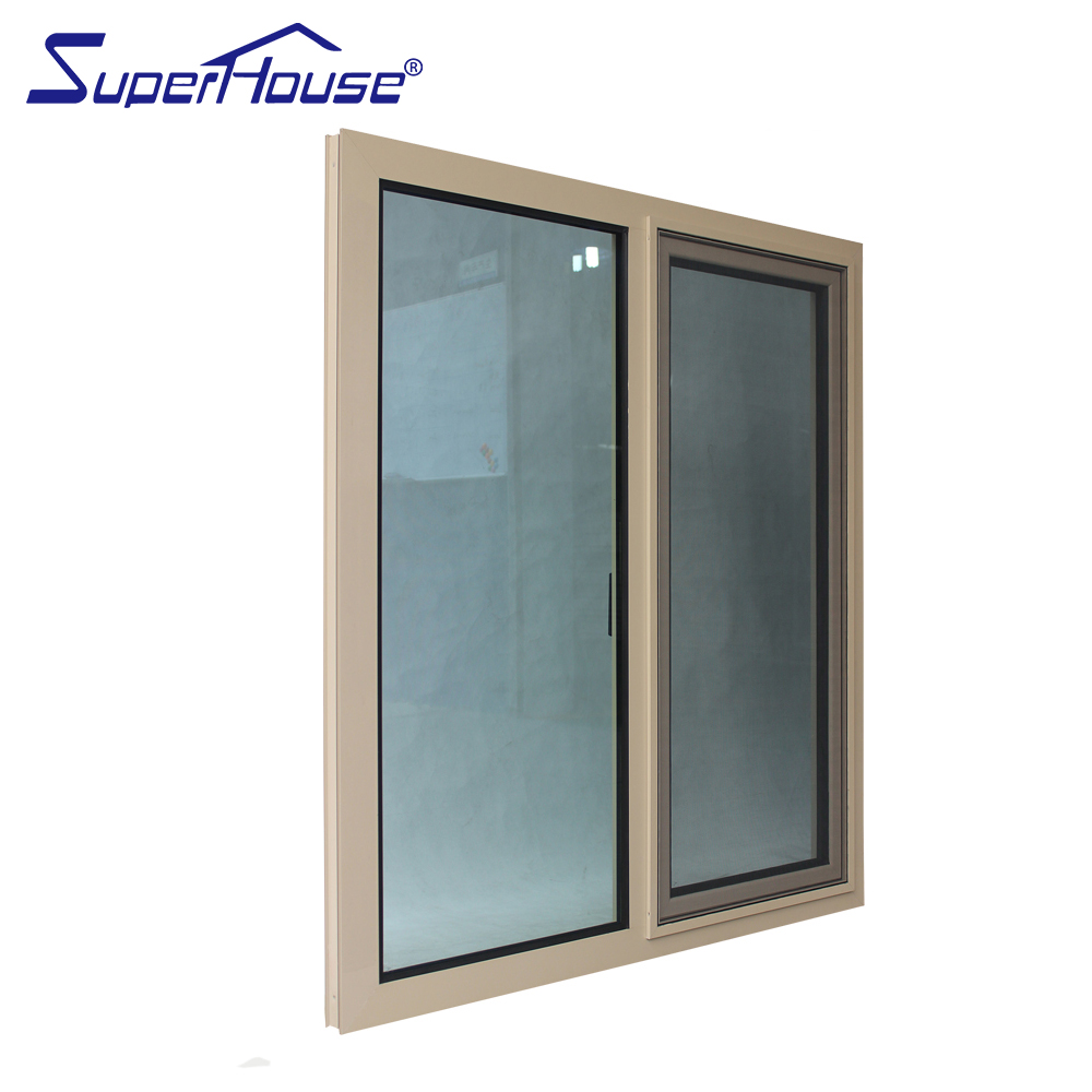 Beige Modern Aluminum Tilt Turn Windows for Commercial Buildings, Easy Clean Inward Opening, Soundproof for North America