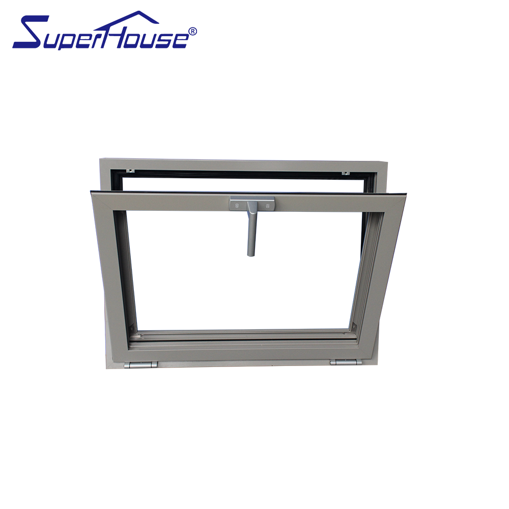 Superhouse Aluminum Frame Modern Design Double Tempered Glass with Stainless Steel Diamond Mesh Screen Awning Window