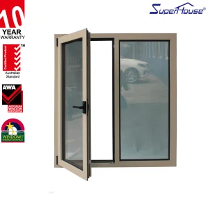 Superhouse Modern Design Triple Glass NOA Certificated Hurricane Impact Resistant Aluminum Tilt and Turn Window