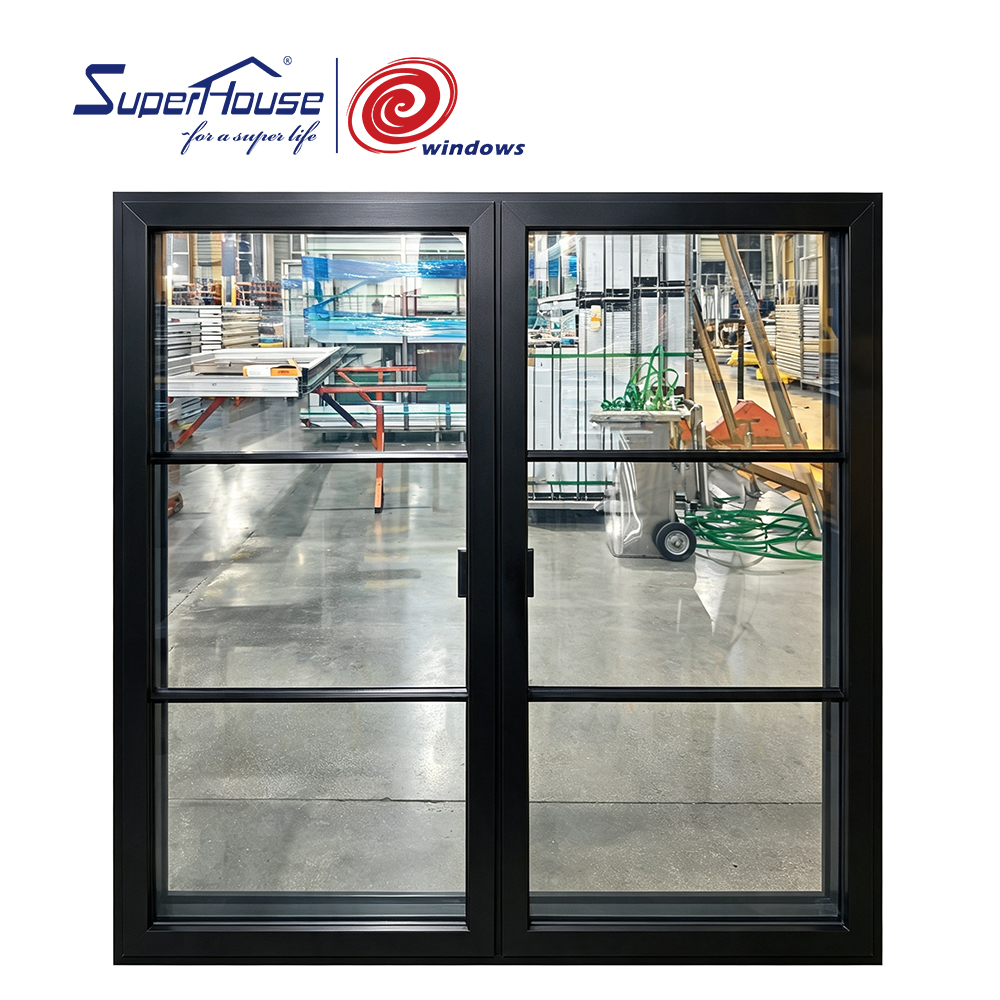 NFRC TITL 24 Thermal Break American Window Slim Casement Window Combination Double Casement Window With Grills  and Screen