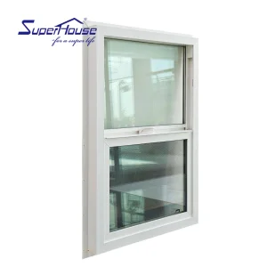 Superhouse Upvc Single Hung Window Double Insulated Glass Heat Insulation Waterproof Vertical Sliding Window Residential House