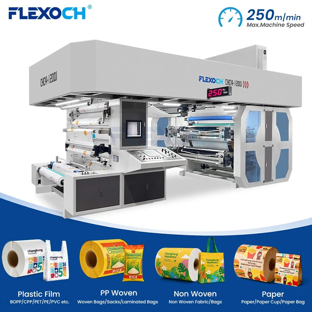 Máquina de Impressão Flexográfica de Alta Velocidade 4 6 8 para Sacos de Filme Plástico Ci PE Colorido para Copos de Papel